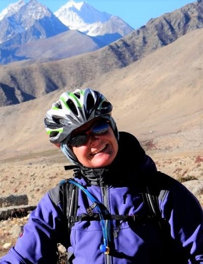 Anne Hillman Cycling on the  tour with redspokes